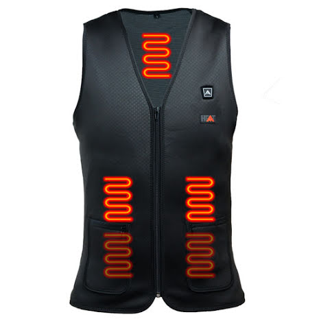 Värmeväst tunn V-ringad, Powerbank SVART / XS