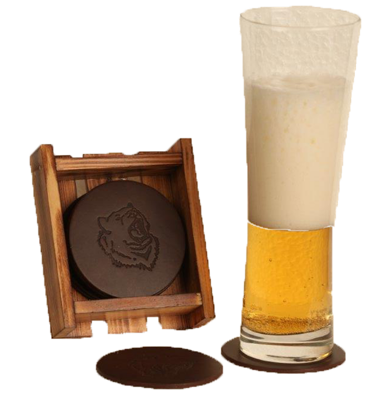 Glasunderlägg i skinn Älg, Björn, Rådjur, Tjäder ONE SIZE