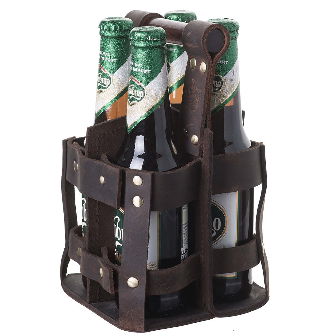 Bryggeriväska Brännö för 4 flaskor i skinn SVART / ONE SIZE