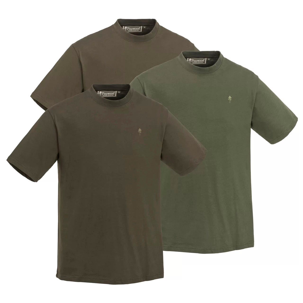 Pinewood T-Shirt 3-Pack GRÖN/BRUN/KHAKI / S