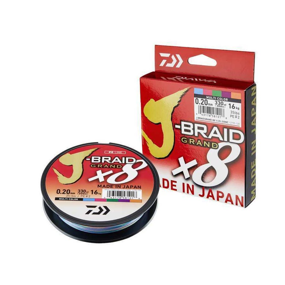 J-Braid X8 Grand Multicolor Flätlina STORLEK 0,35 MM & LÄNGD 500 M