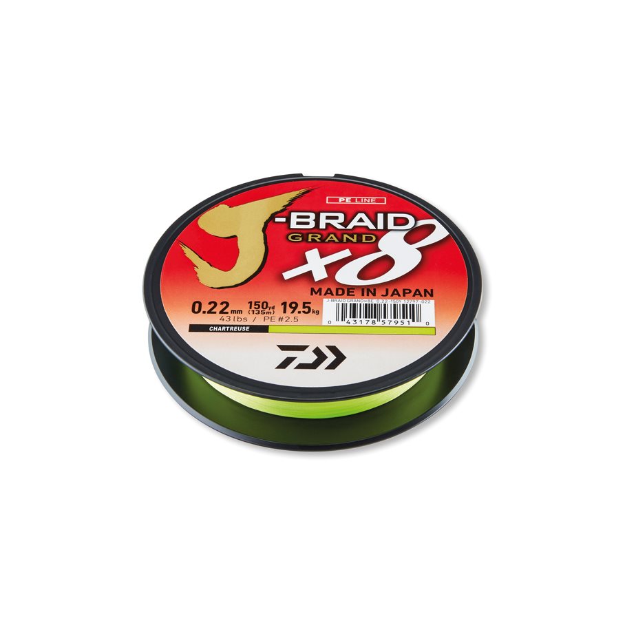 J-Braid X8 Grand 135m Chartreuse CHARTREUSE / 0,22 MM