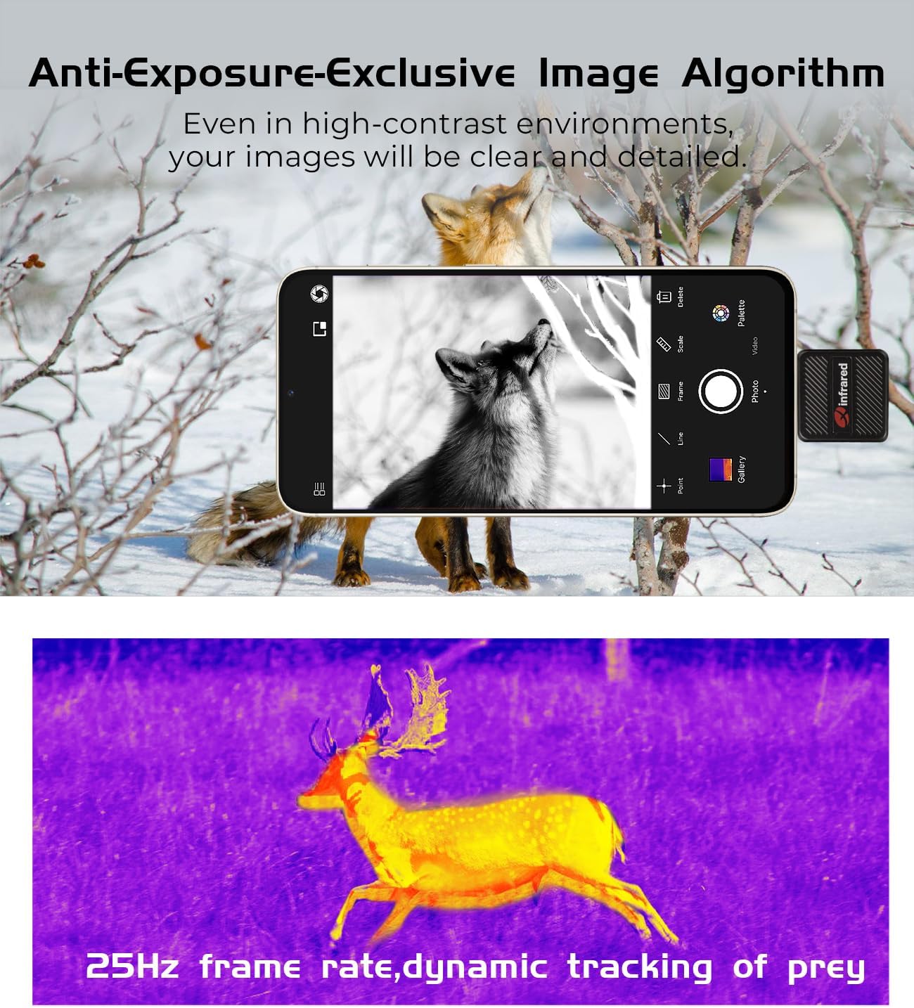 T2 PRO 256 x 192 Värmekamera För Android Mobiltelefoner Eller Plattor USB-C EN STL