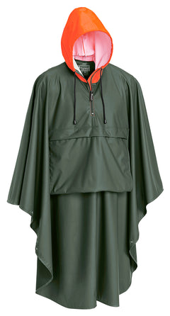 Poncho Gustav GRÖN/ORANGE / ONE SIZE