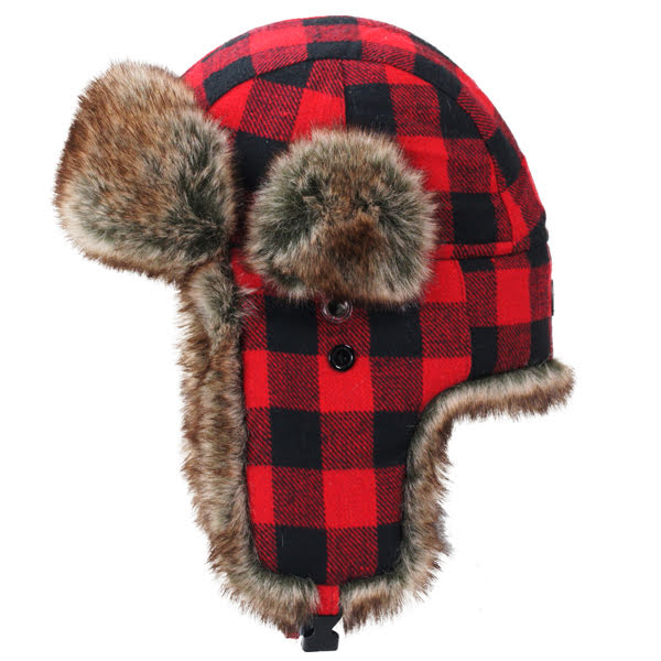 Flaps Mössa Syntetpäls RÖD/RUTIG / 57