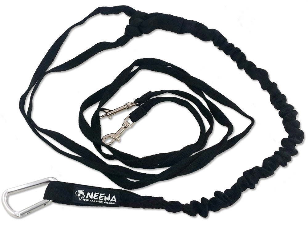 Racing Tug Line med Bungee/2 hundar SVART / ONE SIZE