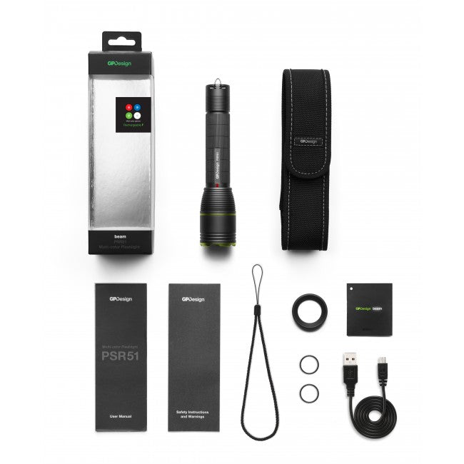 Design laddbar ficklampa Castor PSR51 SVART / ONE SIZE