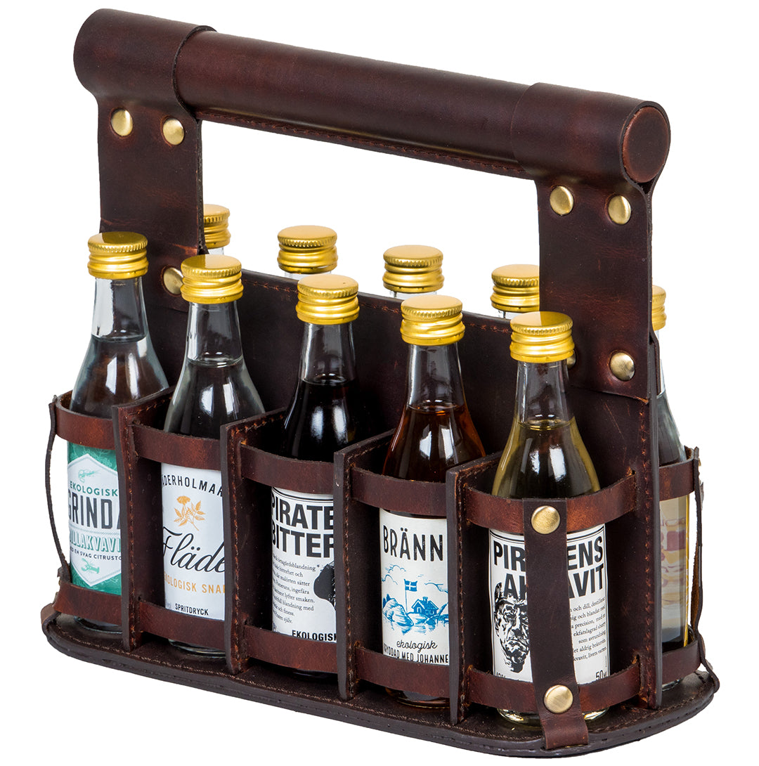 Snapsväska Brännö för 10 flaskor i skinn BRUN / ONE SIZE