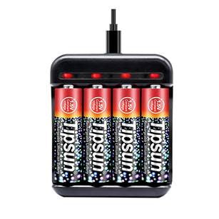 1.5V AA Uppladdningsbara Lithium-ion kit inkl. laddare & 4 batterier ONE SIZE